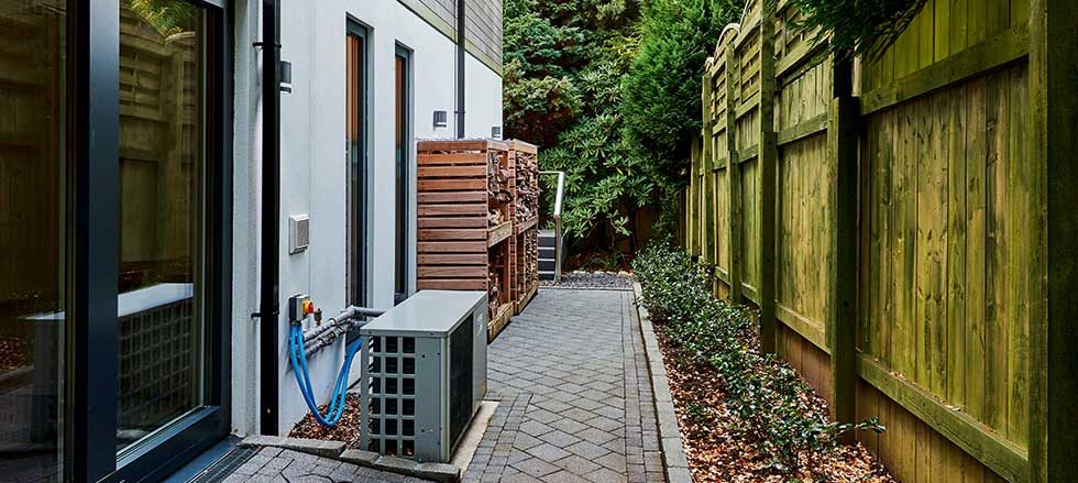 heat pump on potton self build exterior