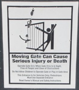 Moving gate can cause injury2